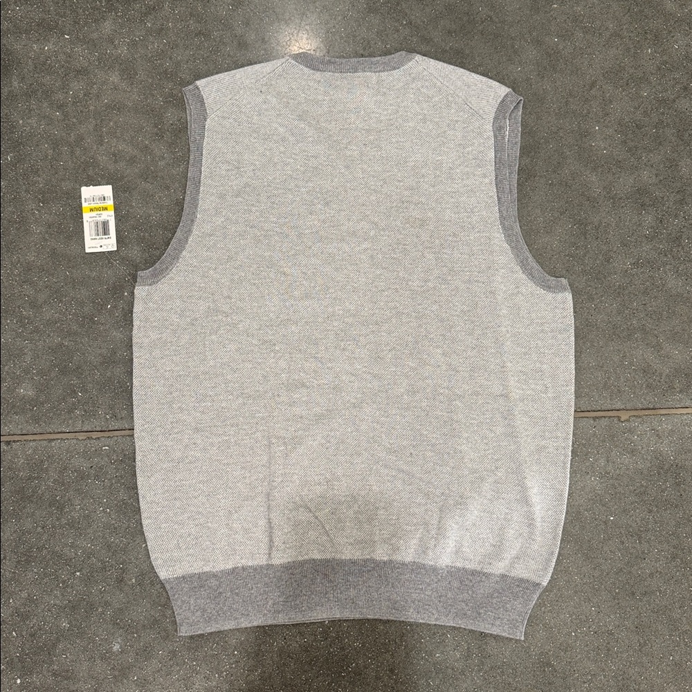 Tasso Elba Sweater Vest New With Tags Grey 100% Cotton Medium - Picture 4 of 4